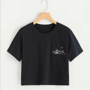 Cropped Black Mountain Tee